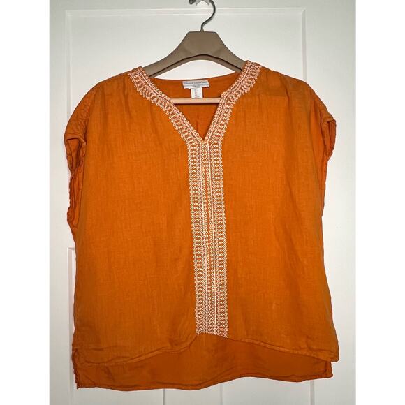 House‎ of Harlow 1960 Linen Boho Embroidered Top Large Orange - Picture 1 of 9